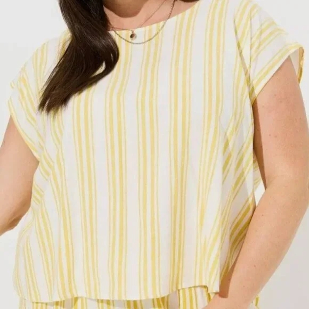 Torrid Yellow and White Striped Blouse - Picture 3 of 5
